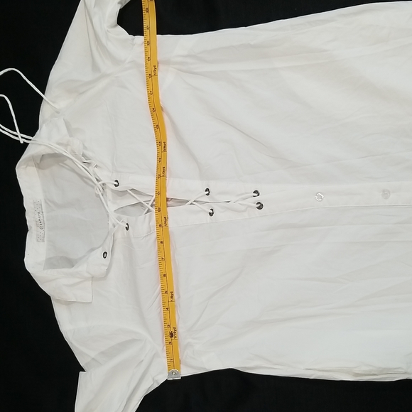 Dreamers White Laced Up Collared Long Sleeves  Dress. S - Picture 13 of 16